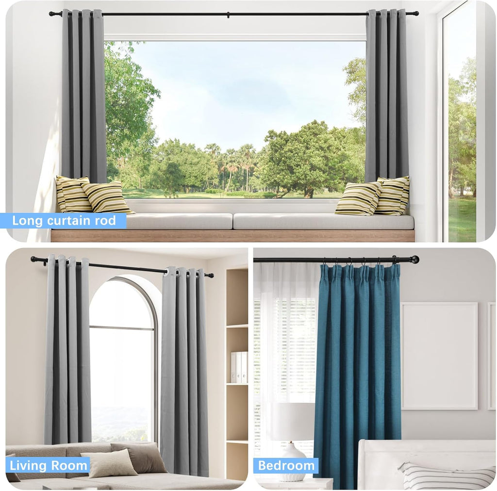 Curtain Rods for Windows 16 to 92 Inches, Curtain Rod Max Adjustable Length of 104 IN, 1" Diameter Drapery Rods Round