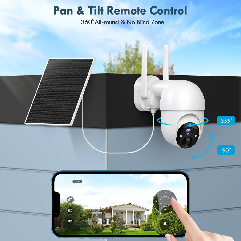 2-Pack Solar Security Camera Wireless Outdoor, 2K, Color Night Vision, Two-Way Talk, Dual Spotlights, Cloud/SD