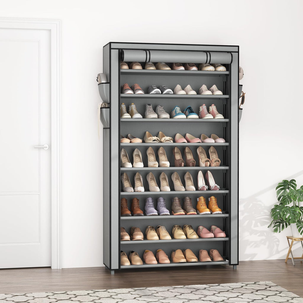 Shoe Rack with Covers 10 Tier Tall Shoe Rack Organizer Large Capacity Shoe Shelf Storage 40 Pairs Space Saving Free