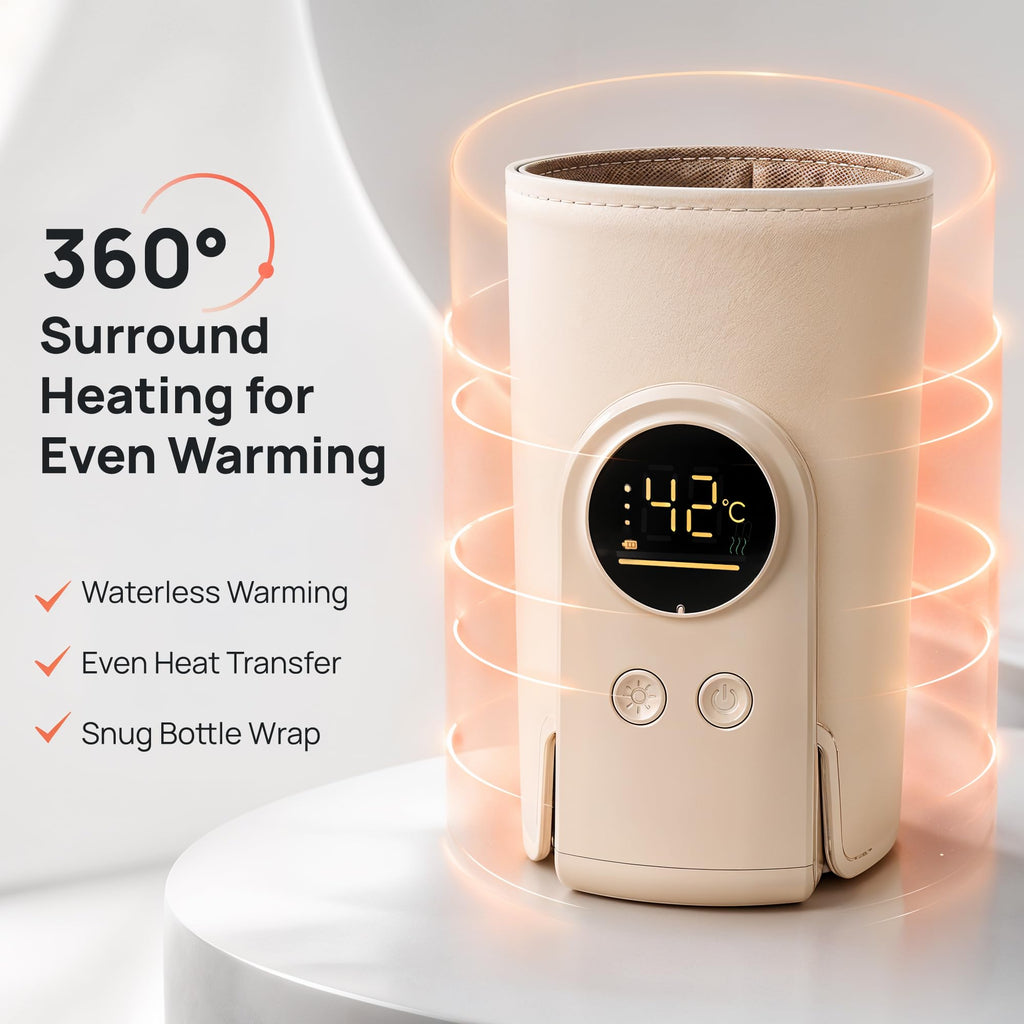 Portable Baby Bottle Warmer for Travel, Fast Heating, Rechargeable