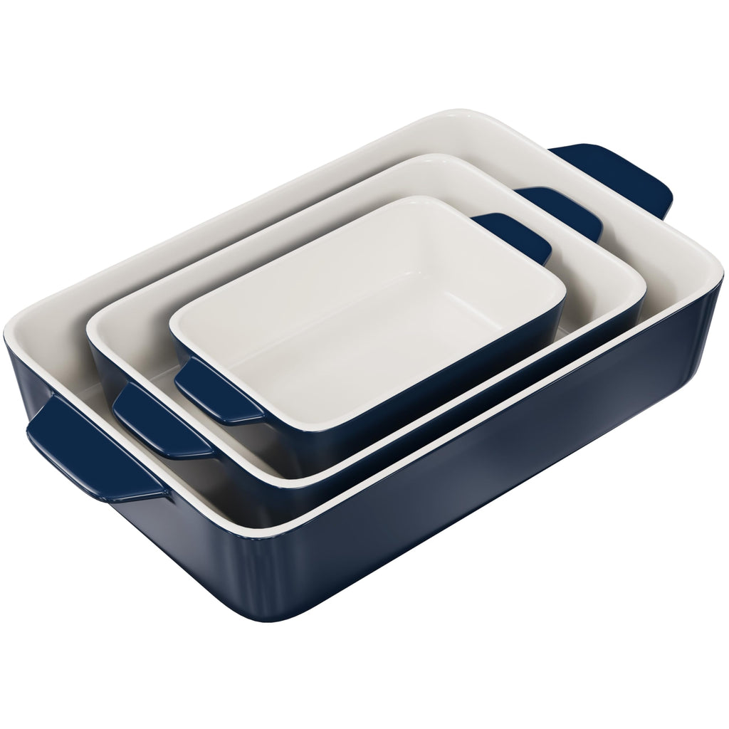 Casserole Dish, Ceramic Baking Dish, Large Lasagna Pan Deep for Oven, 8.5 x 14, 11 x 7, 8 x 5, Set of 3, 92oz, 50oz