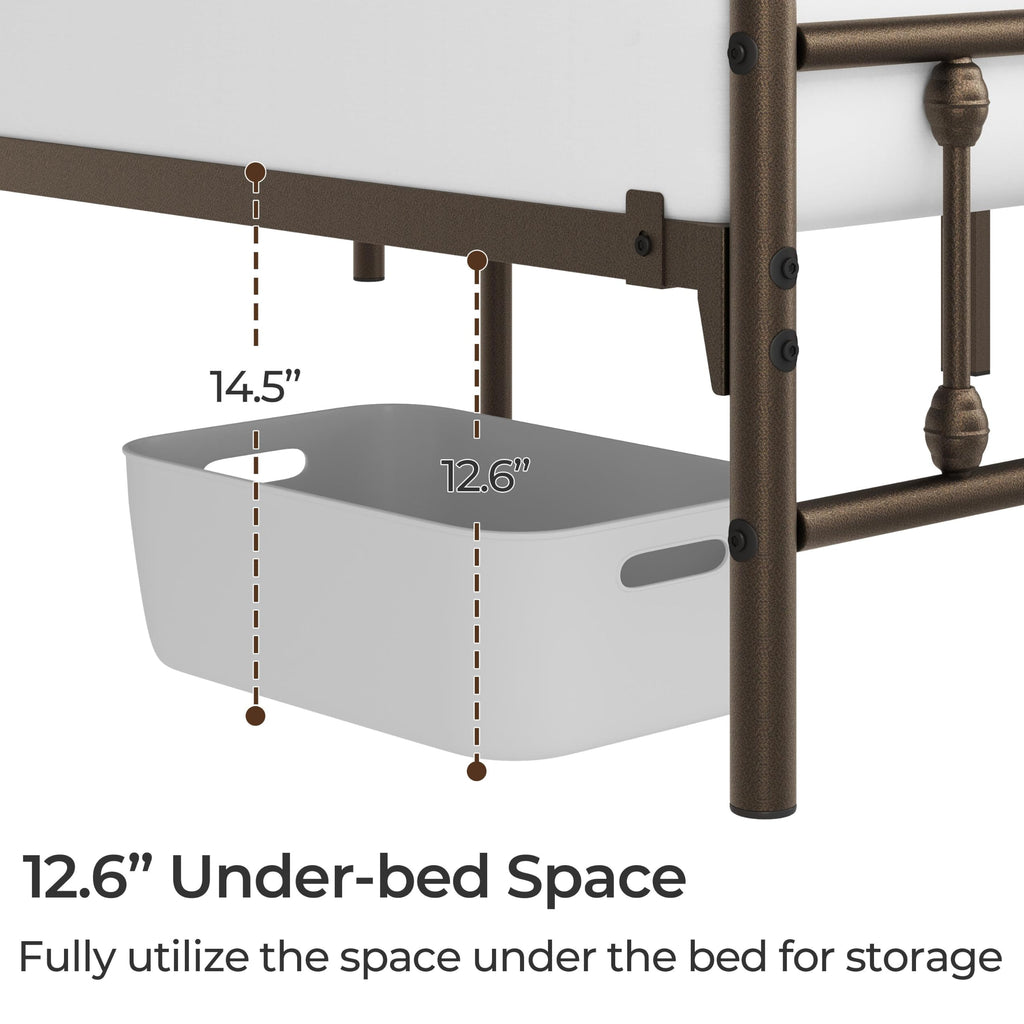 Metal Platform Bed Frame, Victorian Headboard & Footboard