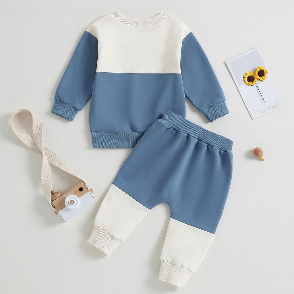 Toddler Baby Boy Clothes Color Block Sweatshirt Pants Set