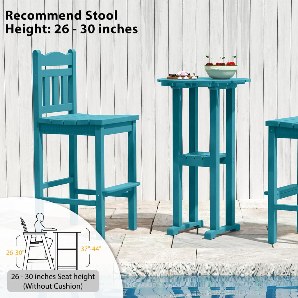 39" Height Adirondack Bar Table, Patio HDPE Round Pub Table
