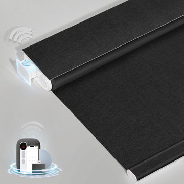 No-Drill Motorized Window Blinds with Remote, Black, "