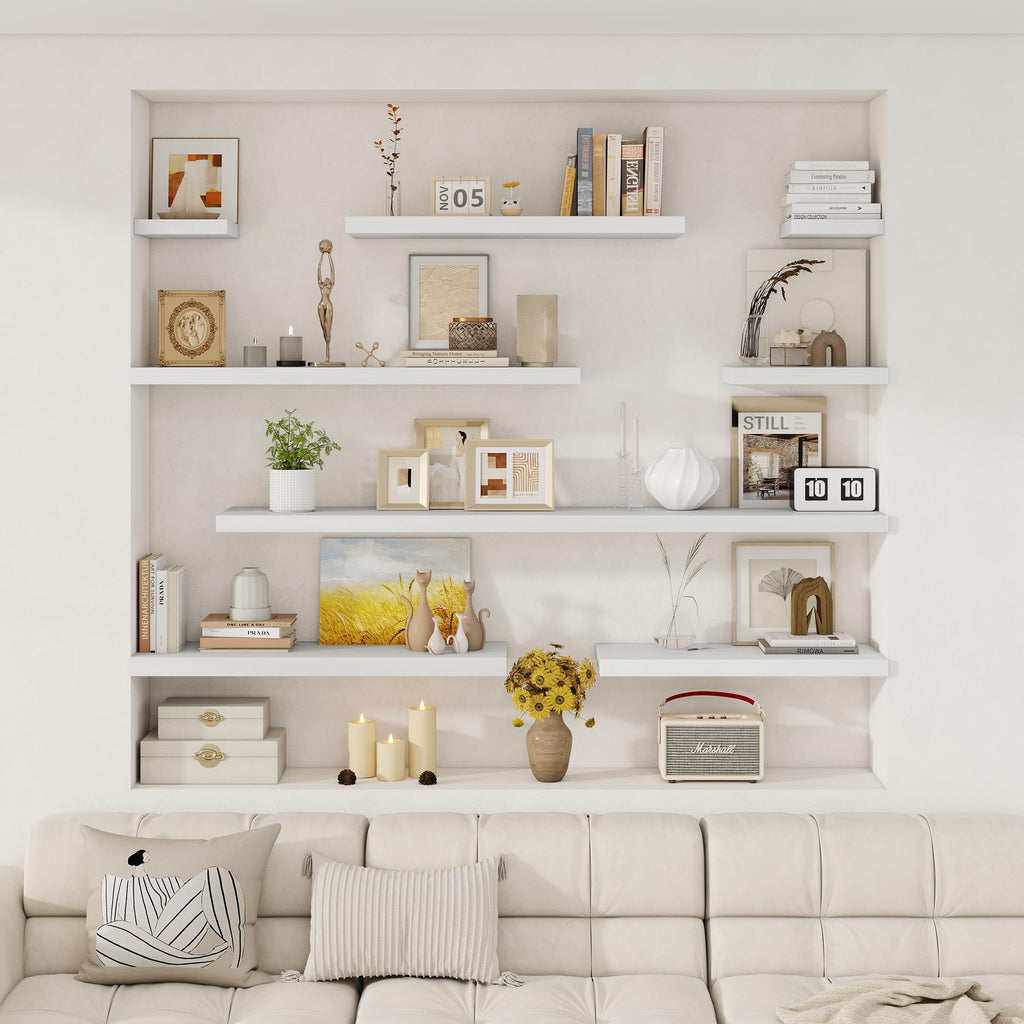 12 Deep Floating Shelves for Wall, 48W x 12D Extra Large Floating Shelves Set of 2, Hanging Wood Wall Shelves