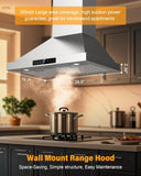 30 Inch Wall Mount Range Hood 1200 CFM 4 Speed Gesture & Touch Control 1500 lm LED Lighting