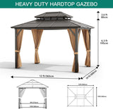 12'x10' Hardtop Gazebo, Heavy Duty Aluminum Permanent Hardto - Image 4