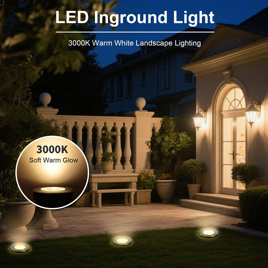 8 Inch LED Path Lights, 120V Hardwired Ground Uplights, 4-Pack