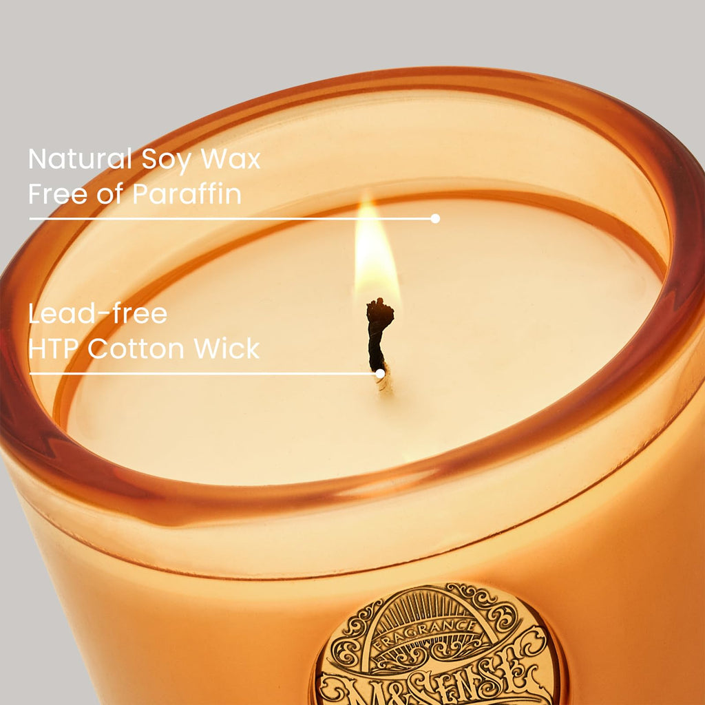 Natural Soy Candle | Pumpkin Apple Pie & Orange | 9.2 oz, 50H Burn Time | Luxury Scented Candle for Relaxation