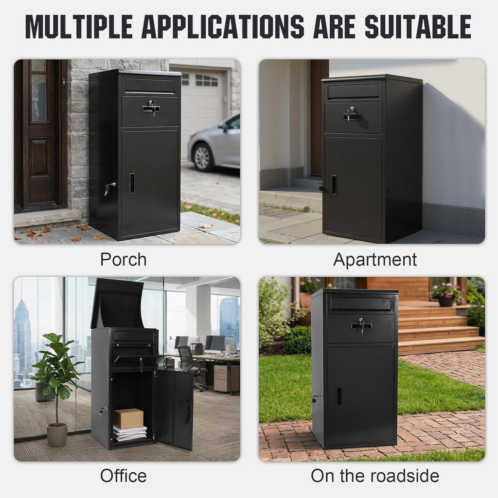 Extra Large Outdoor Package Delivery Box 40"x20"x20" Lockable Waterproof Anti-Theft Parcel Drop Box Secure Package