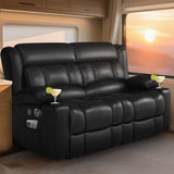 RV Loveseat Recliner Sofa, Reclining Loveseat Home Theater Seating with USB Ports, Cup Holders, Insert Pockets