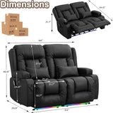 TUNYI Power Loveseat Recliner Sofa - Home Theater Seating with Massage & Heat Faux Leather RV Recliner Loveseat Sofa