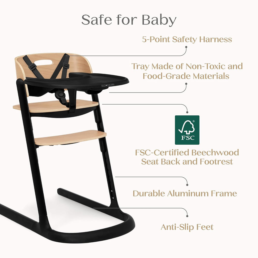 Versa Adjustable 3-in-1 High Chair for Babies & Toddlers - 3 Growing Stages from Infant to Adult Seating - Greenguard