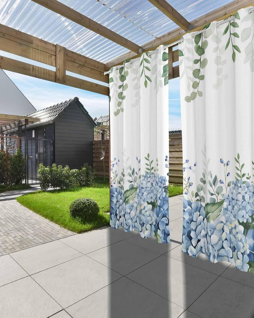 Outdoor Curtains Waterproof, Eucalyptus Leaves Privacy Screen Outdoor Front Porch Decor, Grommet Outside Curtains for