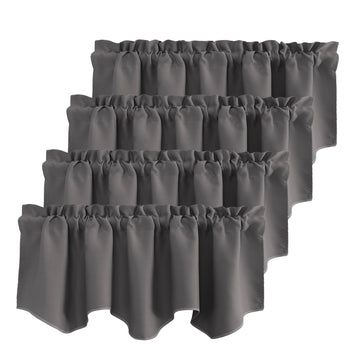 Grey Valances for Window Farmhouse Scalloped Pole Pocket Curtains