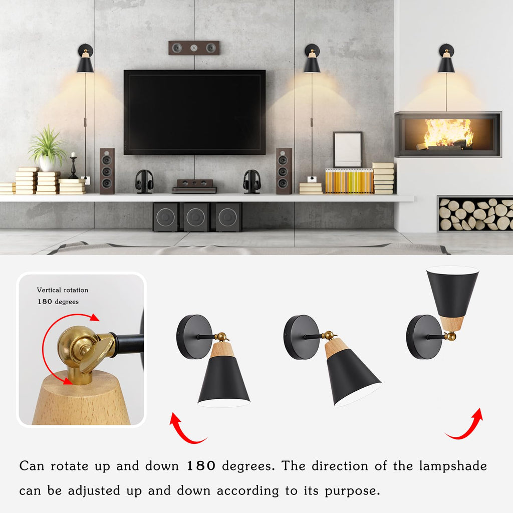 Black Plug in Wall Sconce Plug in Wall Mounted Light