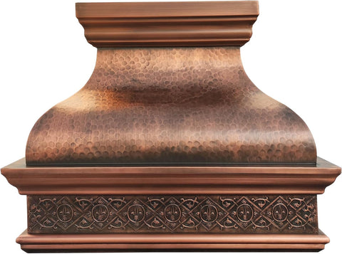 36 Inch Copper Wall Mount Range Hood 610 CFM LED Lights Dishwasher-Safe Baffle Filters