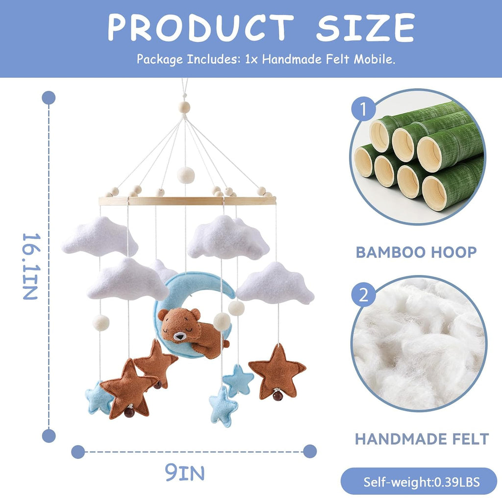 Baby Mobile for Crib - Hanging Felt Nursery Mobile - Fits Most Crib Arms - Gender-Neutral Boho Nursery Decor & Baby
