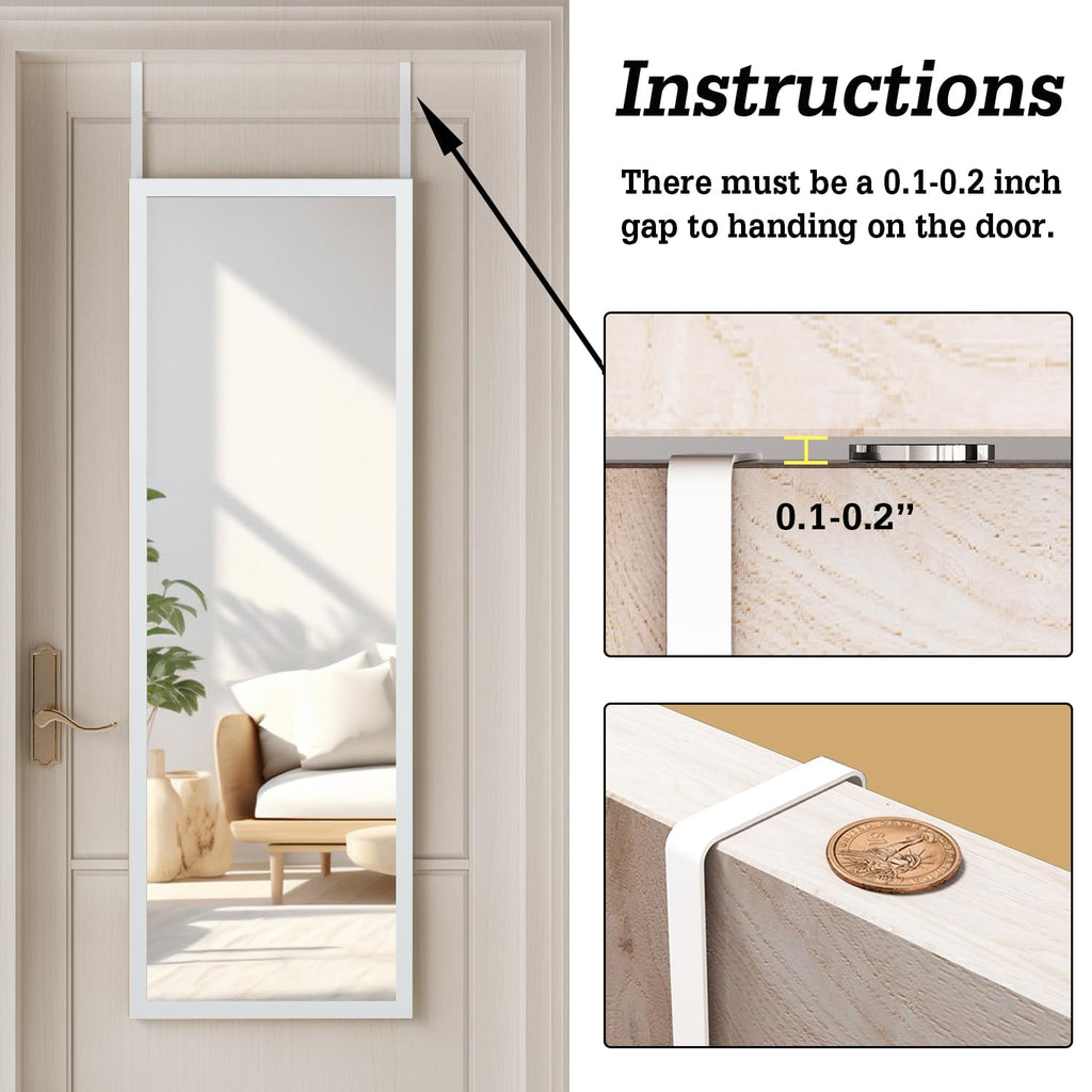 Over The Door Full Length Mirror Wall Mounted Hanging Full Body Length