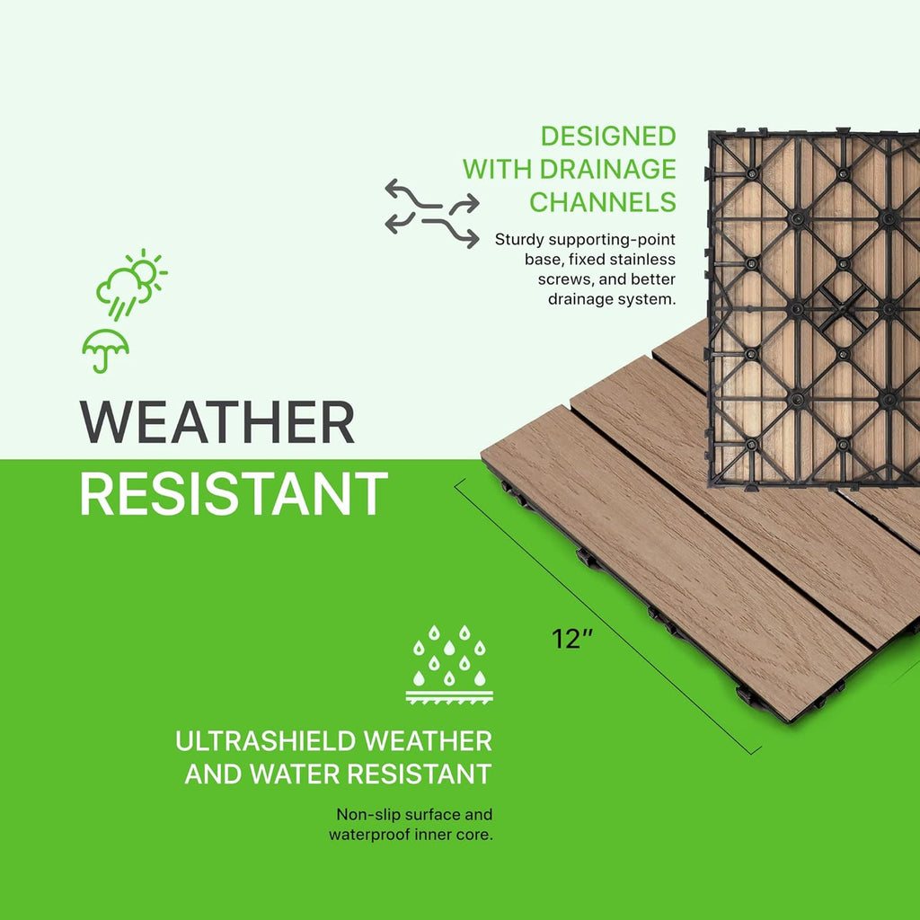UltraShield Naturale 1 ft. x 1 ft. Quick Deck Outdoor Composite Deck Tile in Canadian Maple (10 sq. ft. per Box)