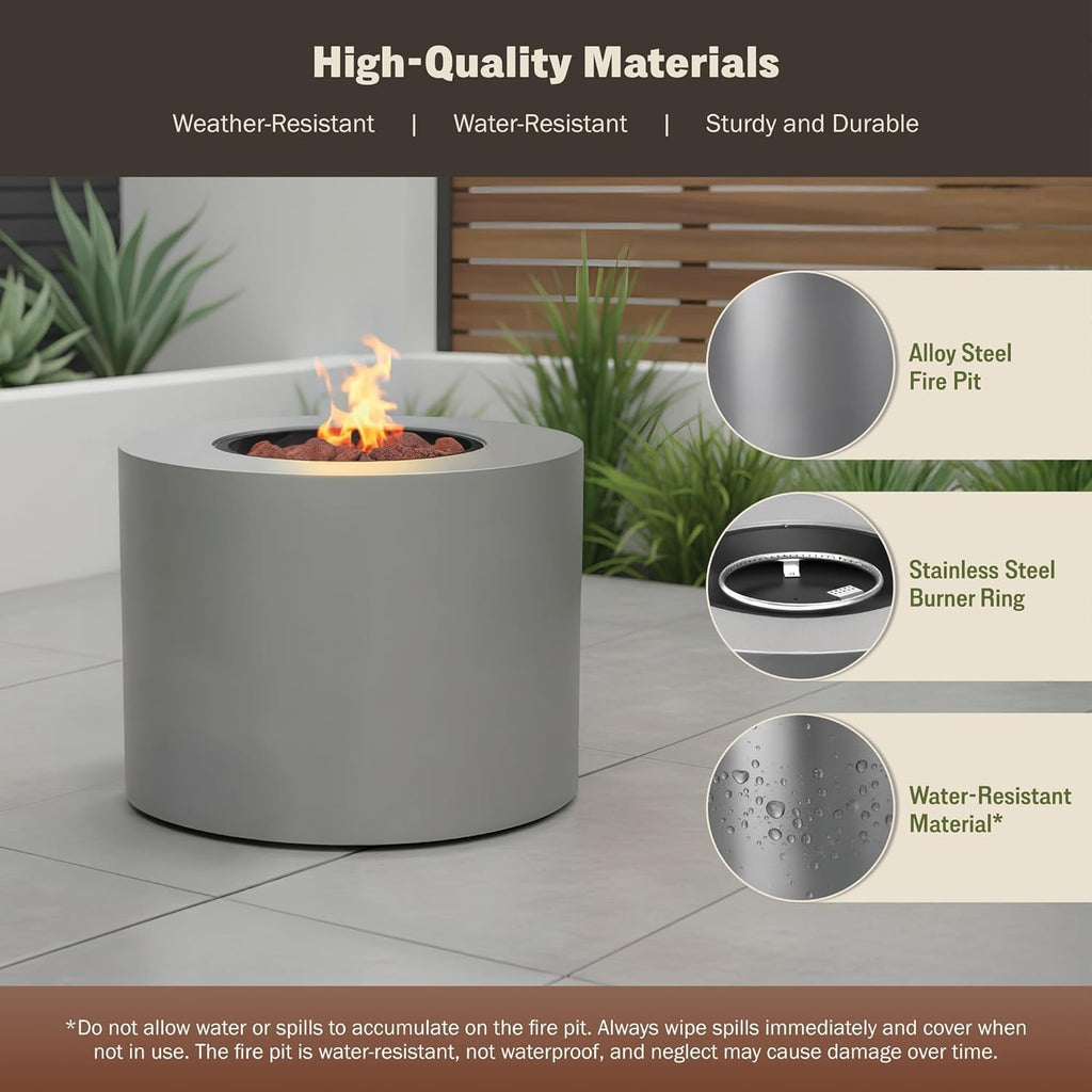 32 Inch Round Propane Fire Pit Table - 50,000 BTU Outdoor Gas Fire Table