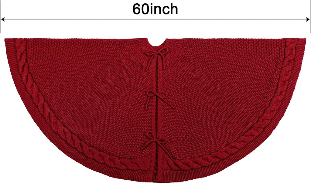 Knit Christmas Tree Skirts, Neutral Tree Skirt, Cozy Christmas Decorations