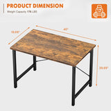 Computer Small Office Desk 40 Inch Student Study Writing Work with Headphone Hooks & Storage Bag Modern Simple PC Home