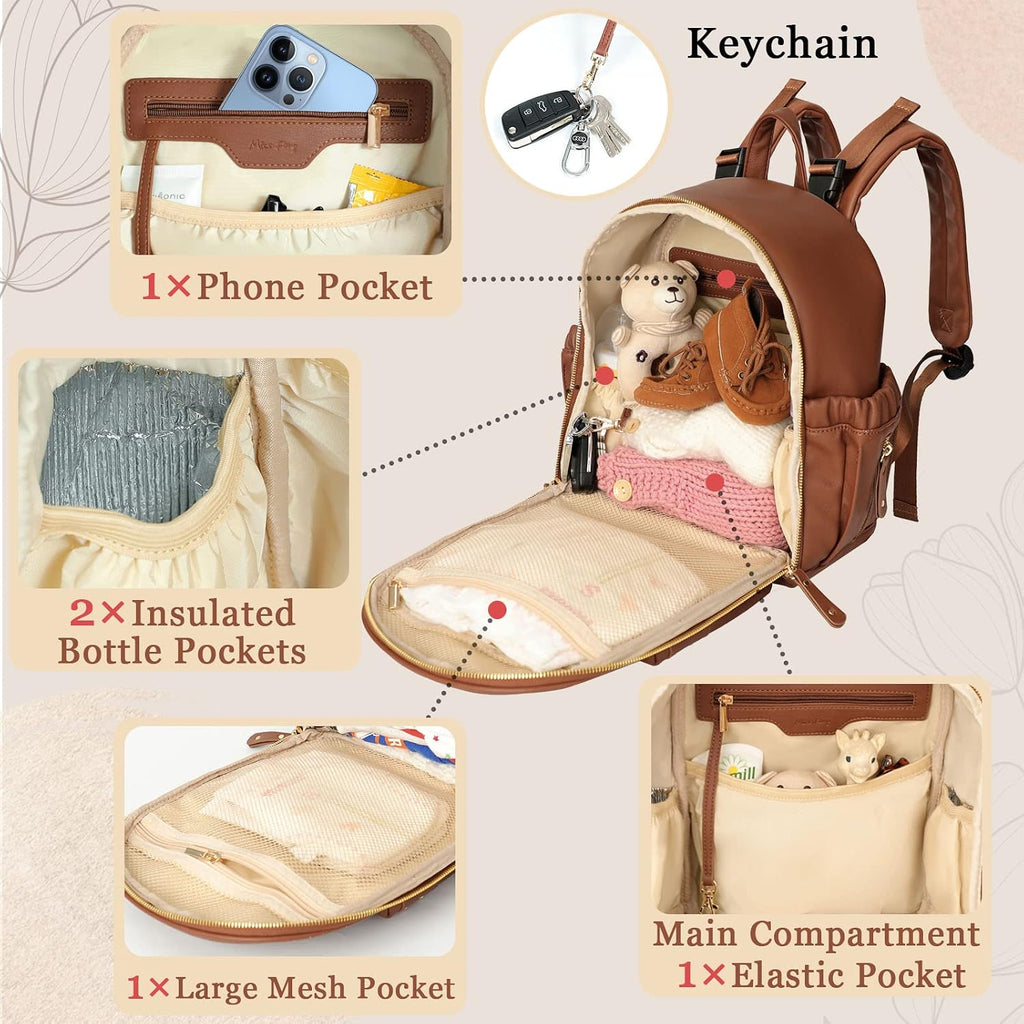 Small Diaper Bag Mini Diaper Bag Backpack Mini Backpack with 11 Pockets Baby Diaper Bag with Hand Sanitizer Holder, 2