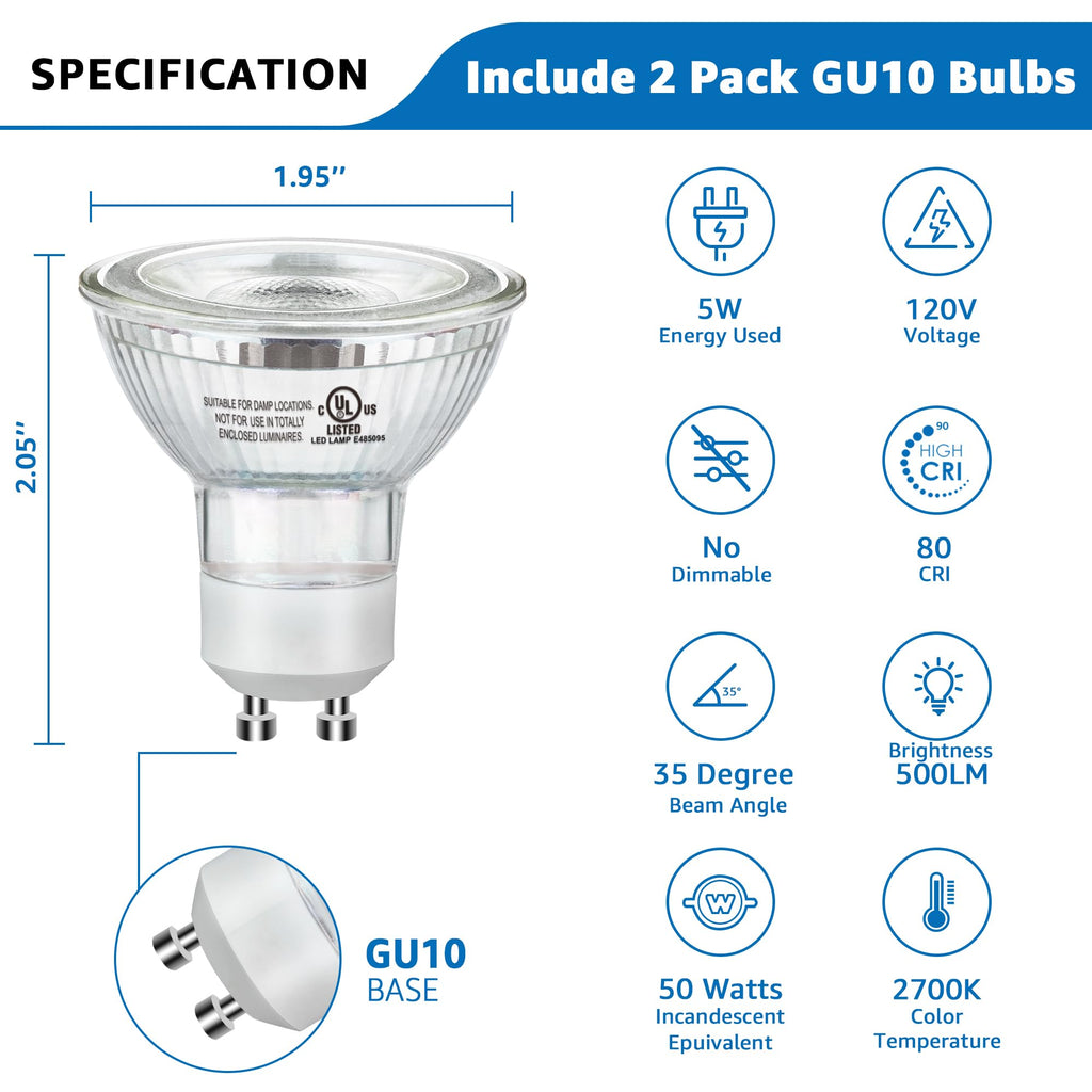 2 Pack Up Lights Indoor Floor Can Light Uplighting Indoor Spotlight with 2700K GU10 Bulb Accent Lighting Floor