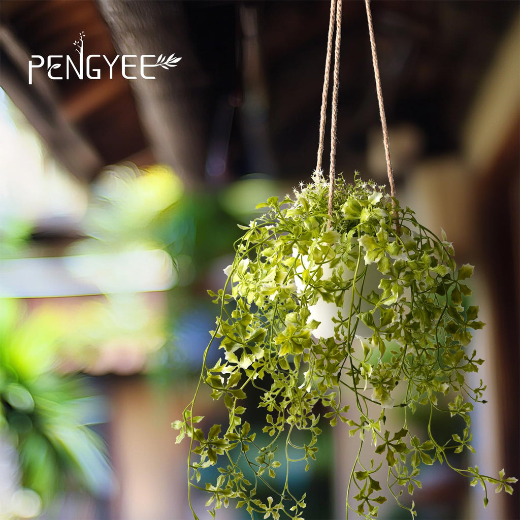 3 Packs 13" Fake Hanging Plants with White Pots for Wall Decor