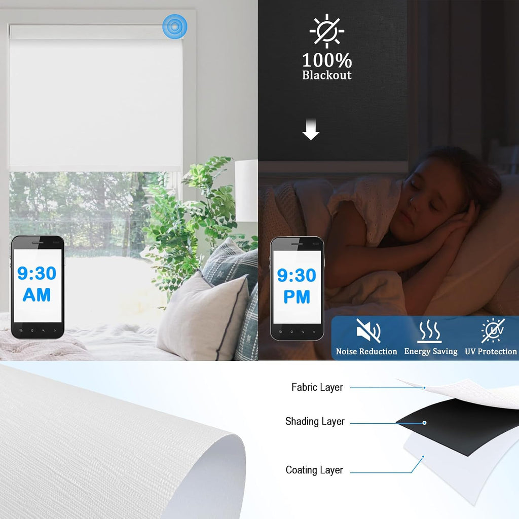 Motorized Blinds with Remote Cordless Automatic Motorized Shades Blinds for Windows Smart Curtains Compatible with