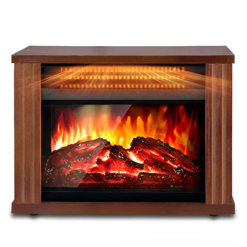 Small Electric Fireplace Heater, Mini Wooden Space Tabletop Fireplace with 3D Realistic Flame Effect, Cool and Safe