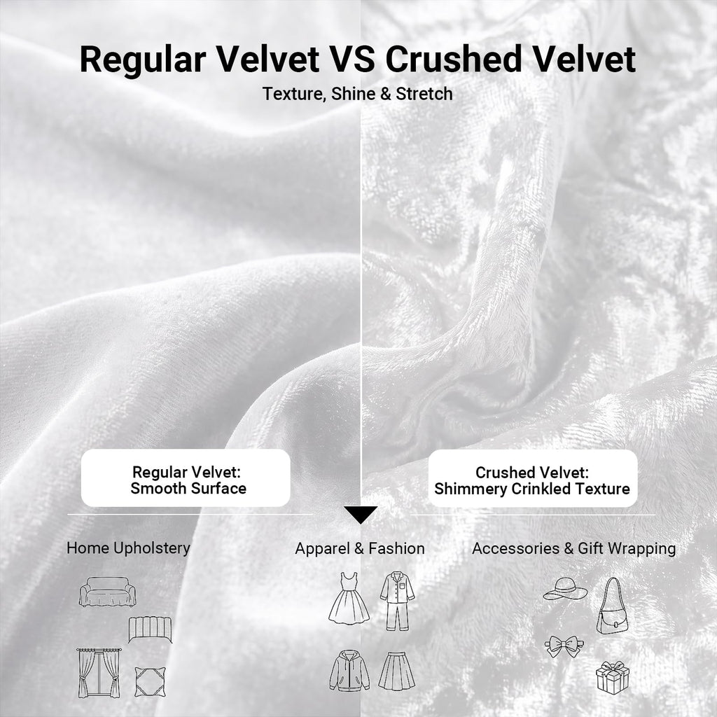 Crushed Velvet Fabric, 2 Way Stretch, 63 Inch x 5 Yards, White