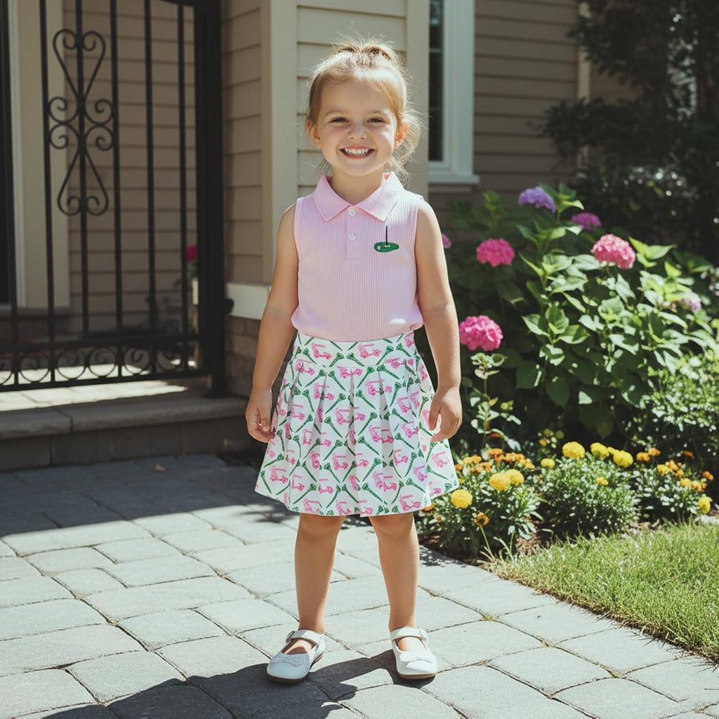 Toddler Baby Girl Summer Clothes Ribbed Knit Tops Mini Skirts Set