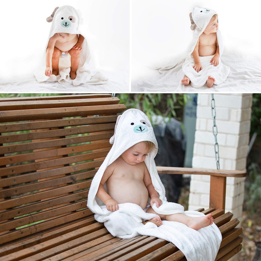 Hooded Towel, Soft Viscose Made of Bamboo, 35 x 35, White