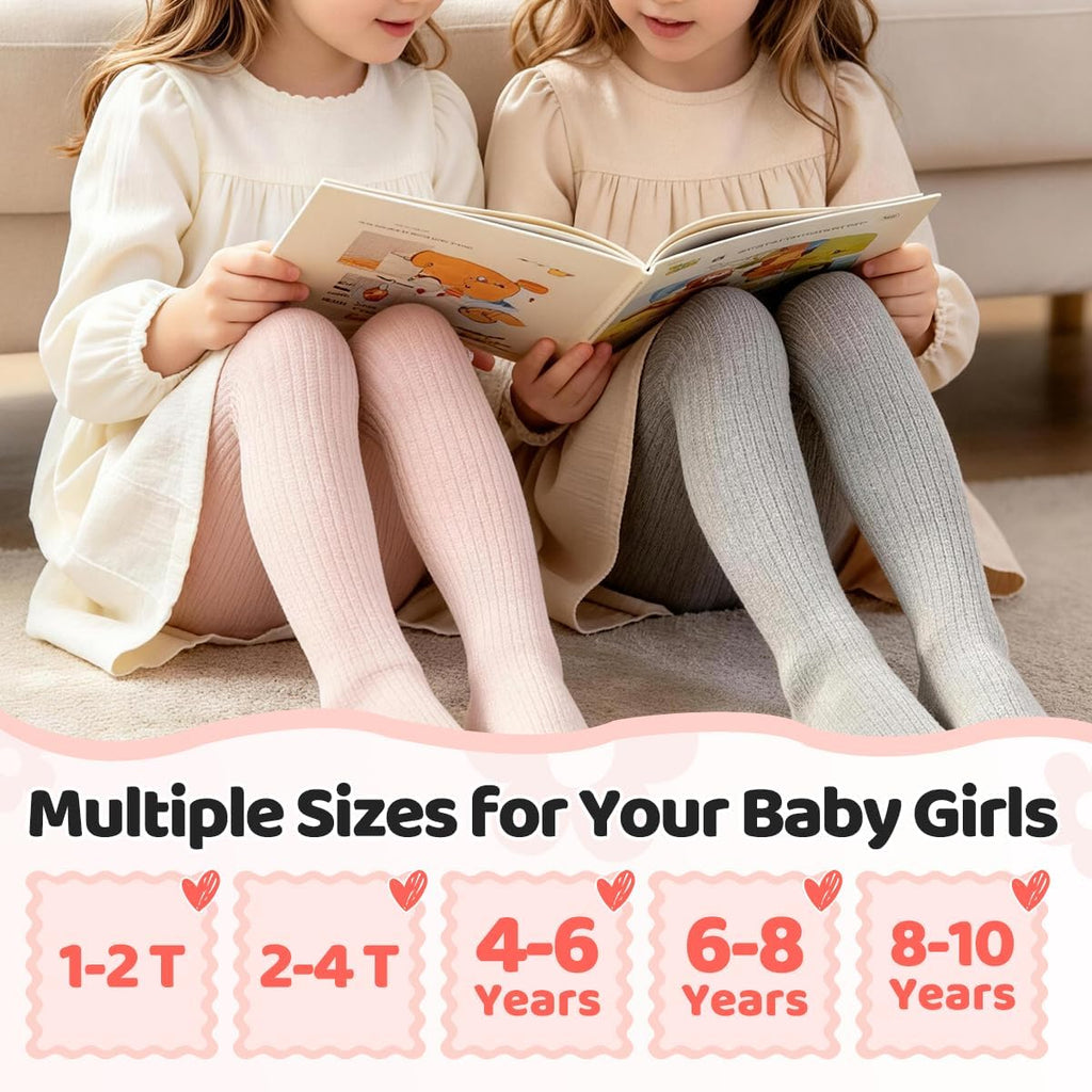 Knit Baby Girls Tights: Cable Knit Cotton Warm Footed Leggings