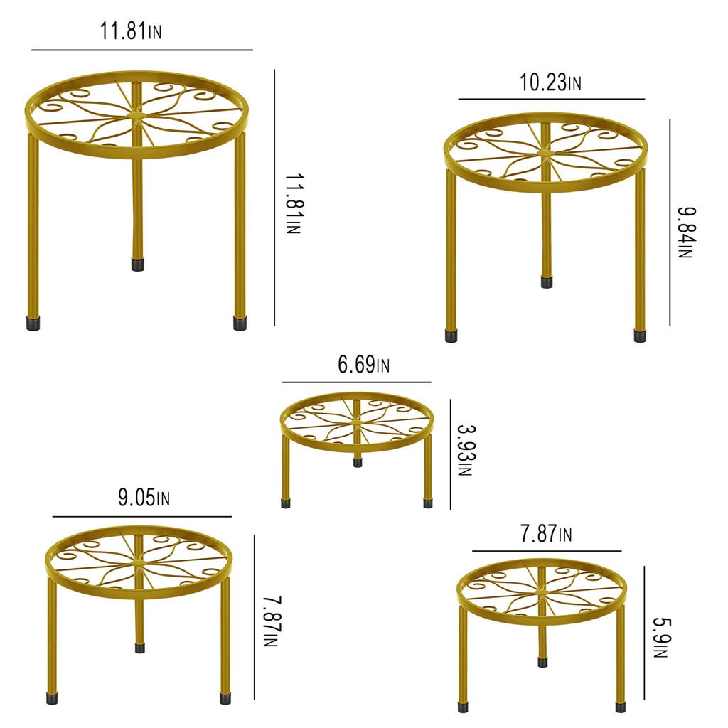 5-Pack Metal Plant Stands for Outdoor Indoor, Anti-Rust Iron Flower Pot Stand, Heavy Duty Plant Pot Shelf for