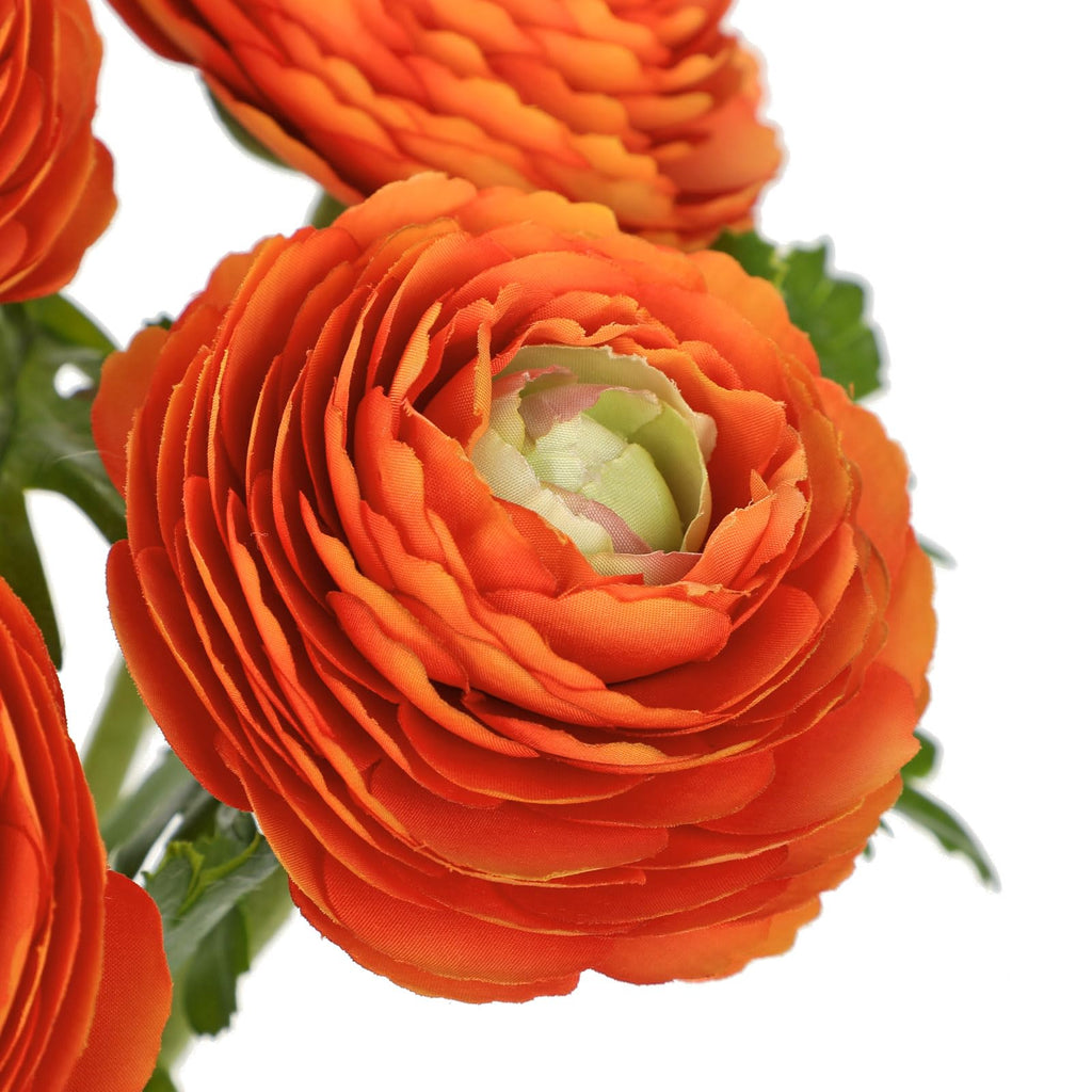 7 Heads Ranunculus Artificial Flowers Orange Fake Ranunculus Small Bouquets Silk Flowers Faux Floral Centerpieces