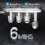 Countertop Ice Maker Machine, 8 Ice Cubes in 6 mins, 26lb/Day Bullet Ice with 2 Sizes- Portable Mini, Energy Saving &