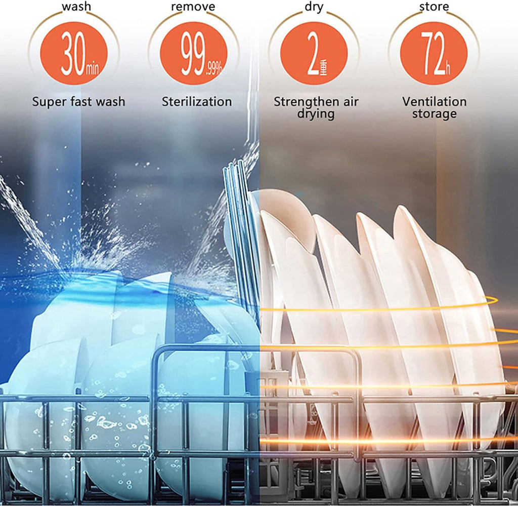 800W Portable Countertop Dishwasher, 4 Washing Programs Compact Mini Dishwasher w/70°C High-Temp & Air Dry Function