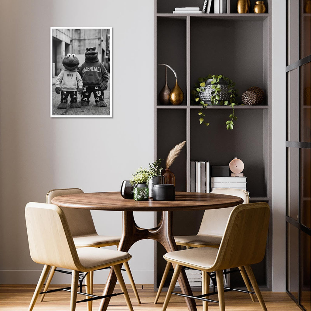 Funny Urban Street Style Poster Black And White Canvas Wall Art Vintage Abstract Urban Characters Inspired Artwork