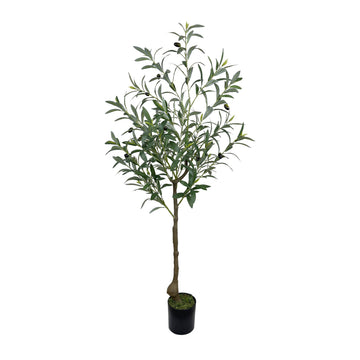 4FT(47in) Faux Olive Tree, Silk Artificial Olive Trees with Green Leaves and Big Fruits for Indoor Home, Office, Living