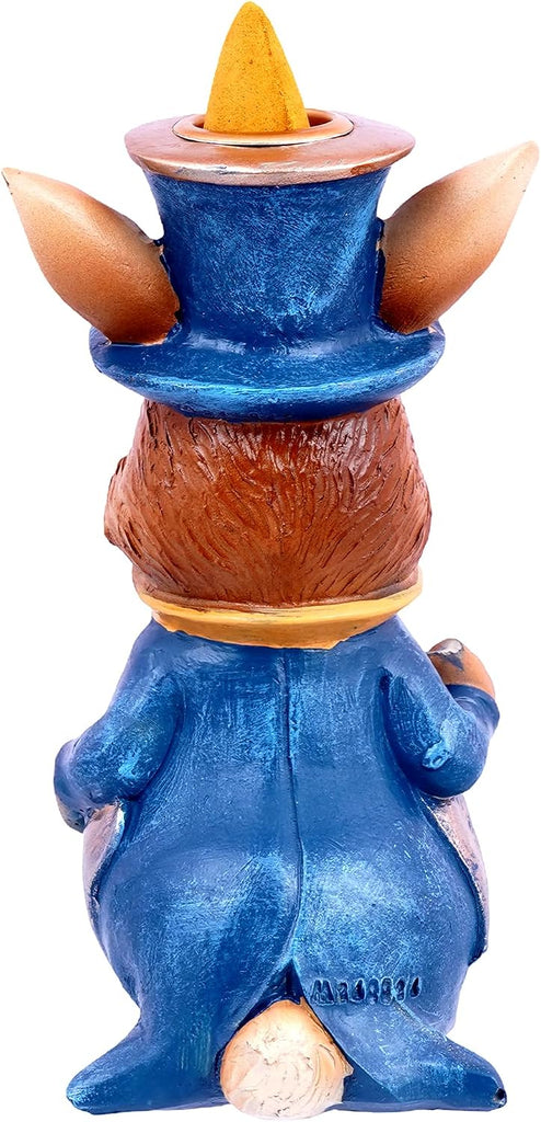 Alice in Wonderland Rabbit Backflow Incense Burner | 6.25 x 2.5 Inches | Hand-Painted Cold Cast Resin Decorative