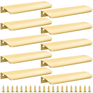 10 Pack 6" Gold Finger Pulls for Cabinets, Edge Drawer Pull Handles