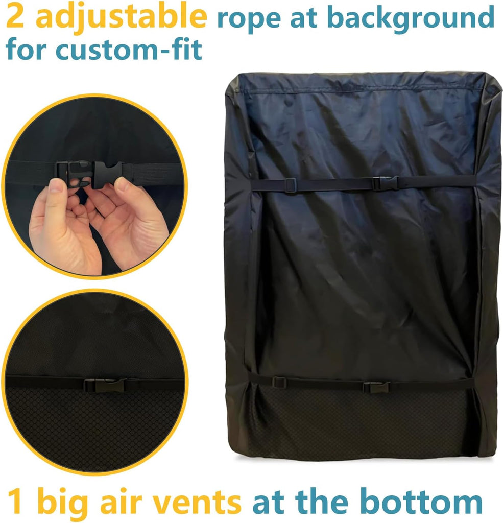 Beverage Refrigerator Cooler Cover,Outdoor Fridge Cover - Waterproof, Dustproof, Sun-Proof, 20" W x 20" D x 33" H.