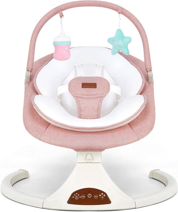 Pink Infant Swing with Safety Lock Speed Bluetooth Music & Timer