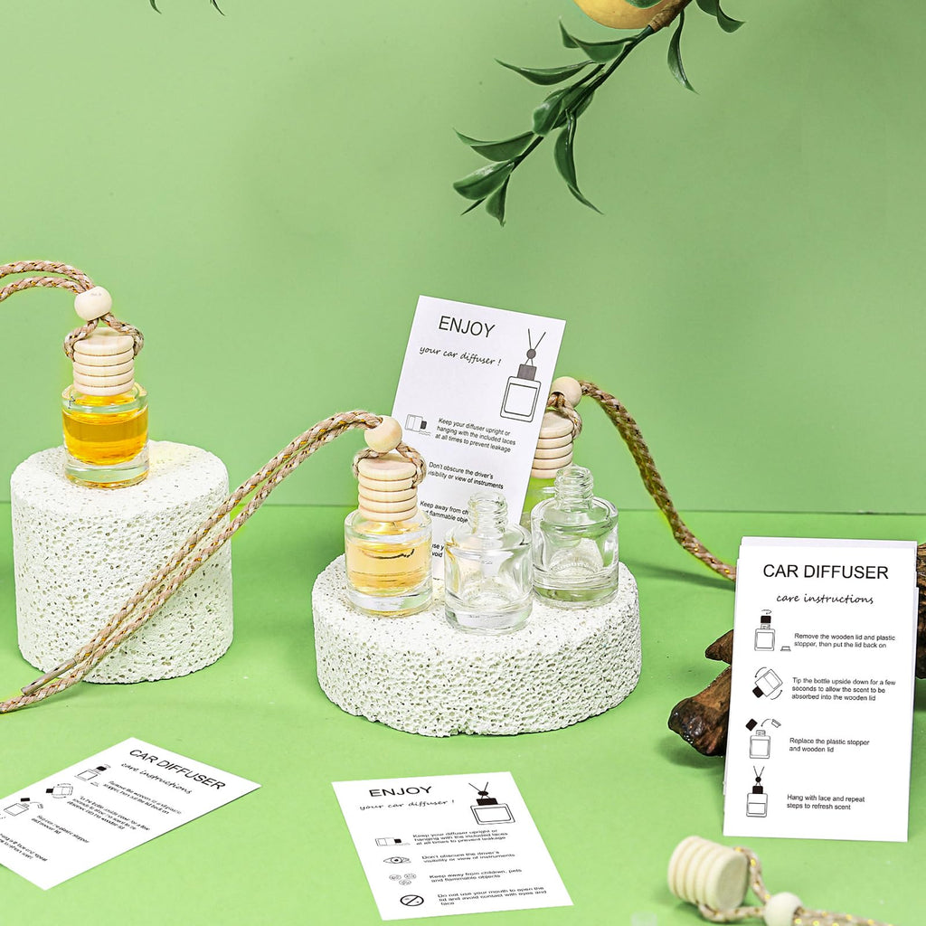 50Set Hanging Car Freshener Diffuser Bottle, White Card Cylindrical