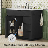 37" Fluted Bathroom Vanity with Sink Combo Set, Freestanding Bathroom Cabinet with 5 Drawers Space