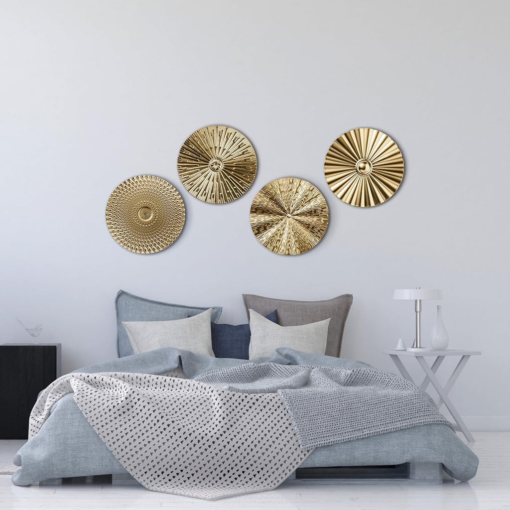 4 Pcs 12 Inch Gold Metal Wall Art Decor Modern Sunburst Decor